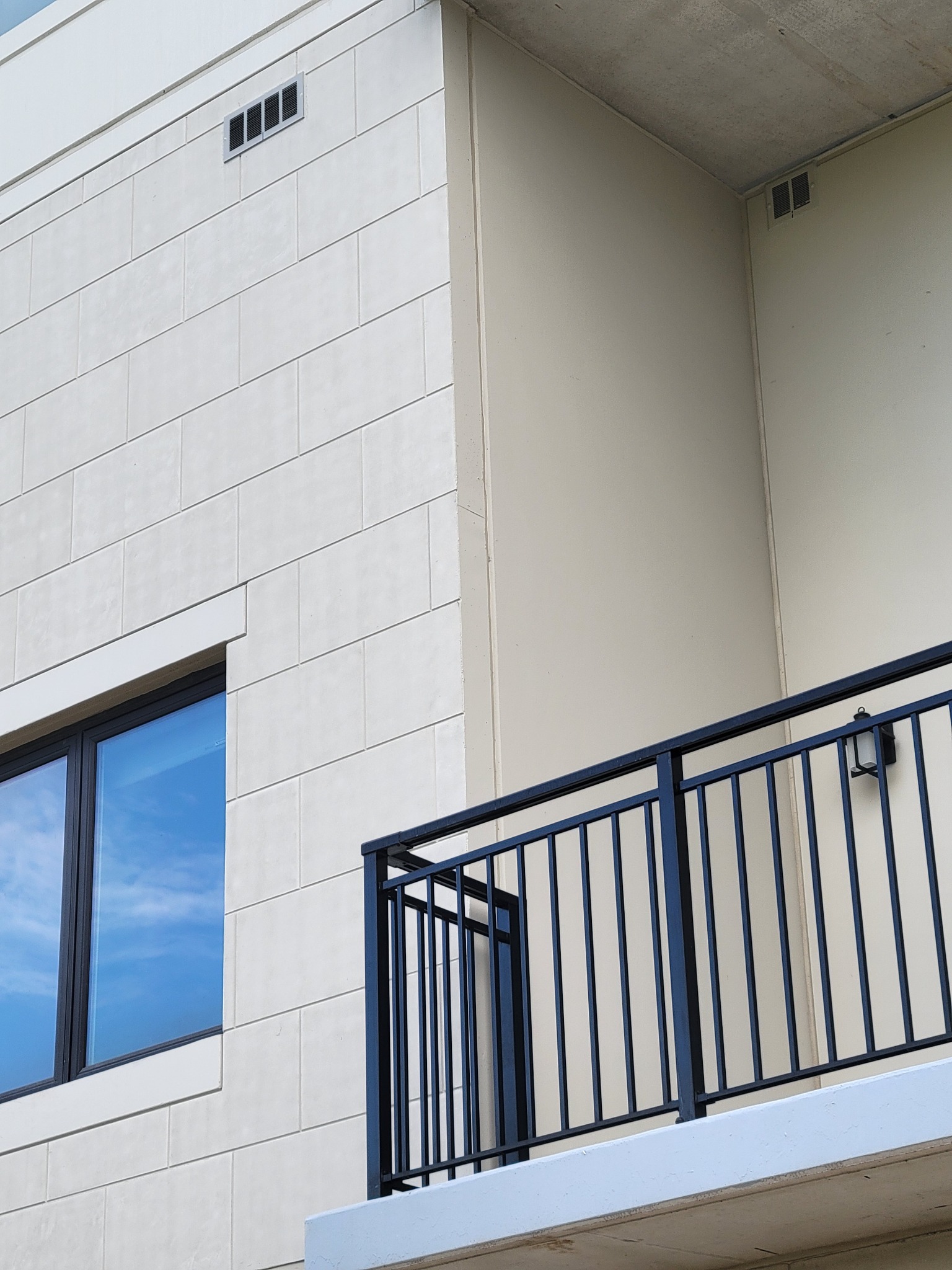 Detailed exterior wall and balcony finish